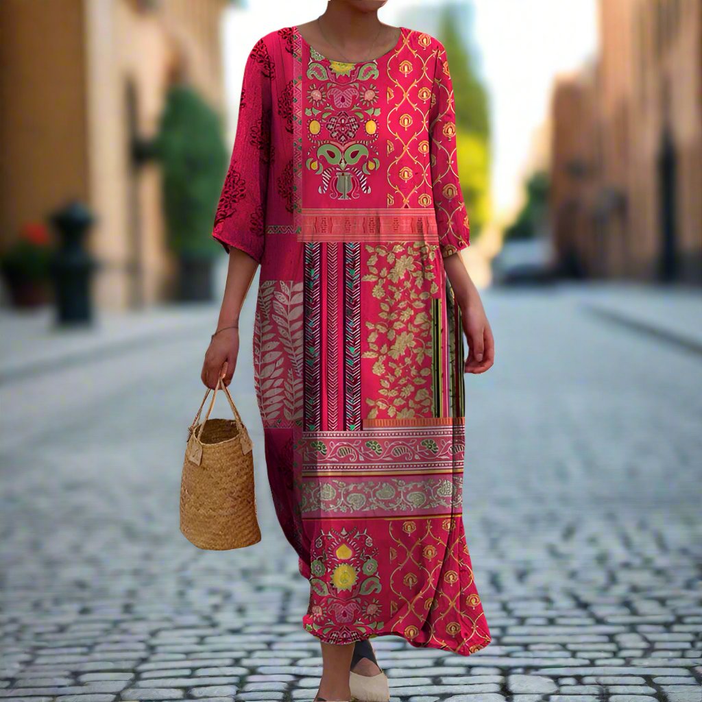 Natalia | Löst sittande Boho Maxi Klänning