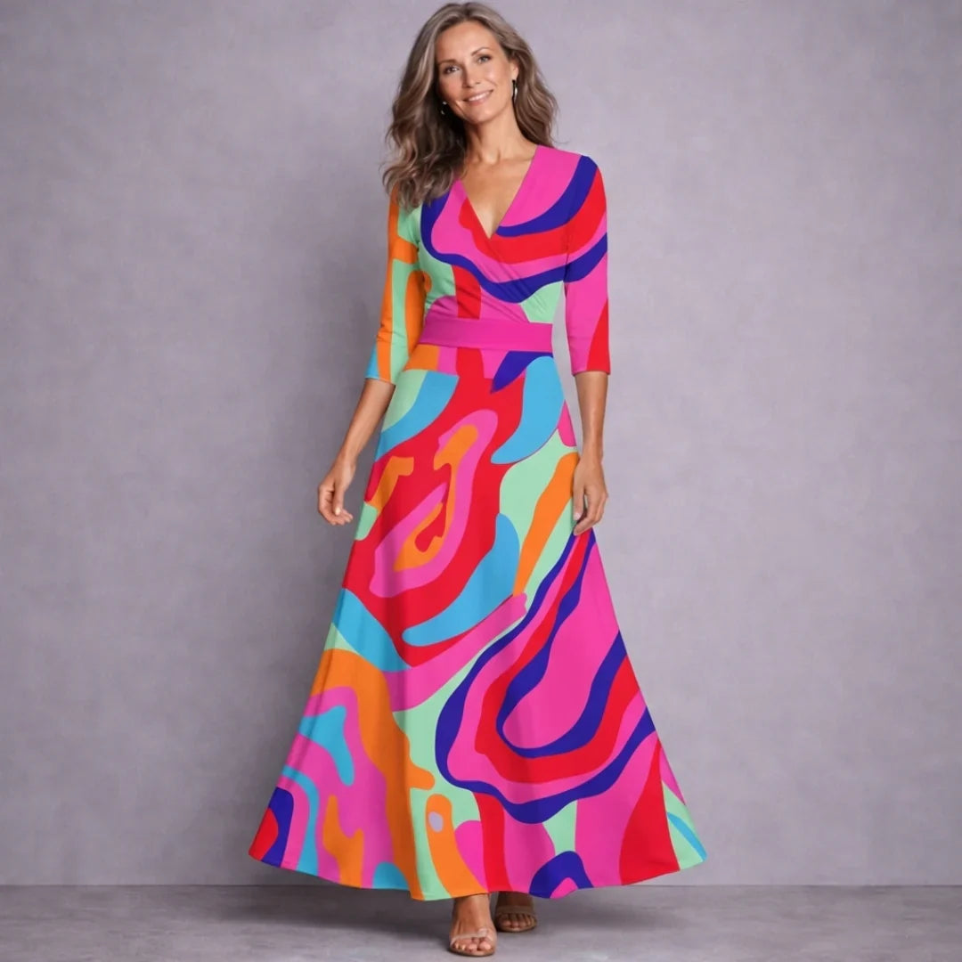 Emilia | Elegant Mid Sleeve Maxi Klänning