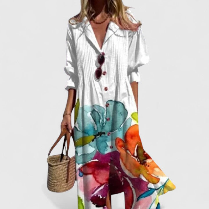 Paula | Elegant Flerfärgad Boho Klänning