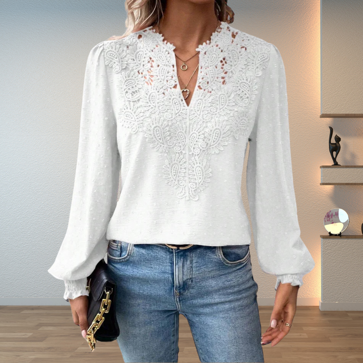 Marlene | Elegant Blus med Spetsdetaljer