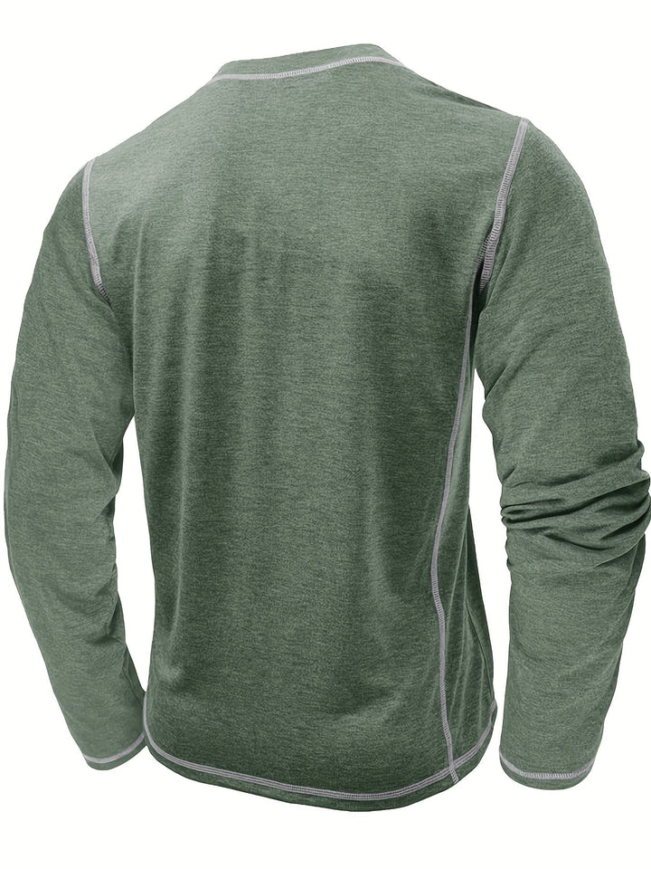 Reuben | Kontraststickad långärmad Henley