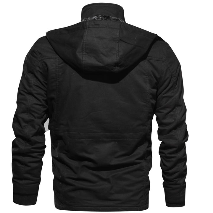 Vinterjacka herr med luva och fleece – tjock militärjacka
