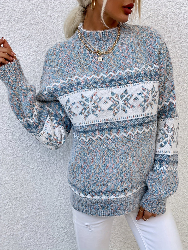 Tamsin | Mysig Snöflinga Mock-Neck Tröja