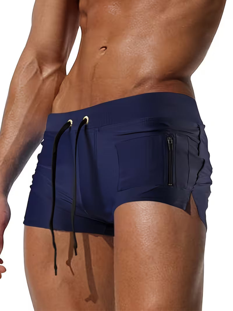 Tanner | Trendiga Dragkedja Boxer Badshorts