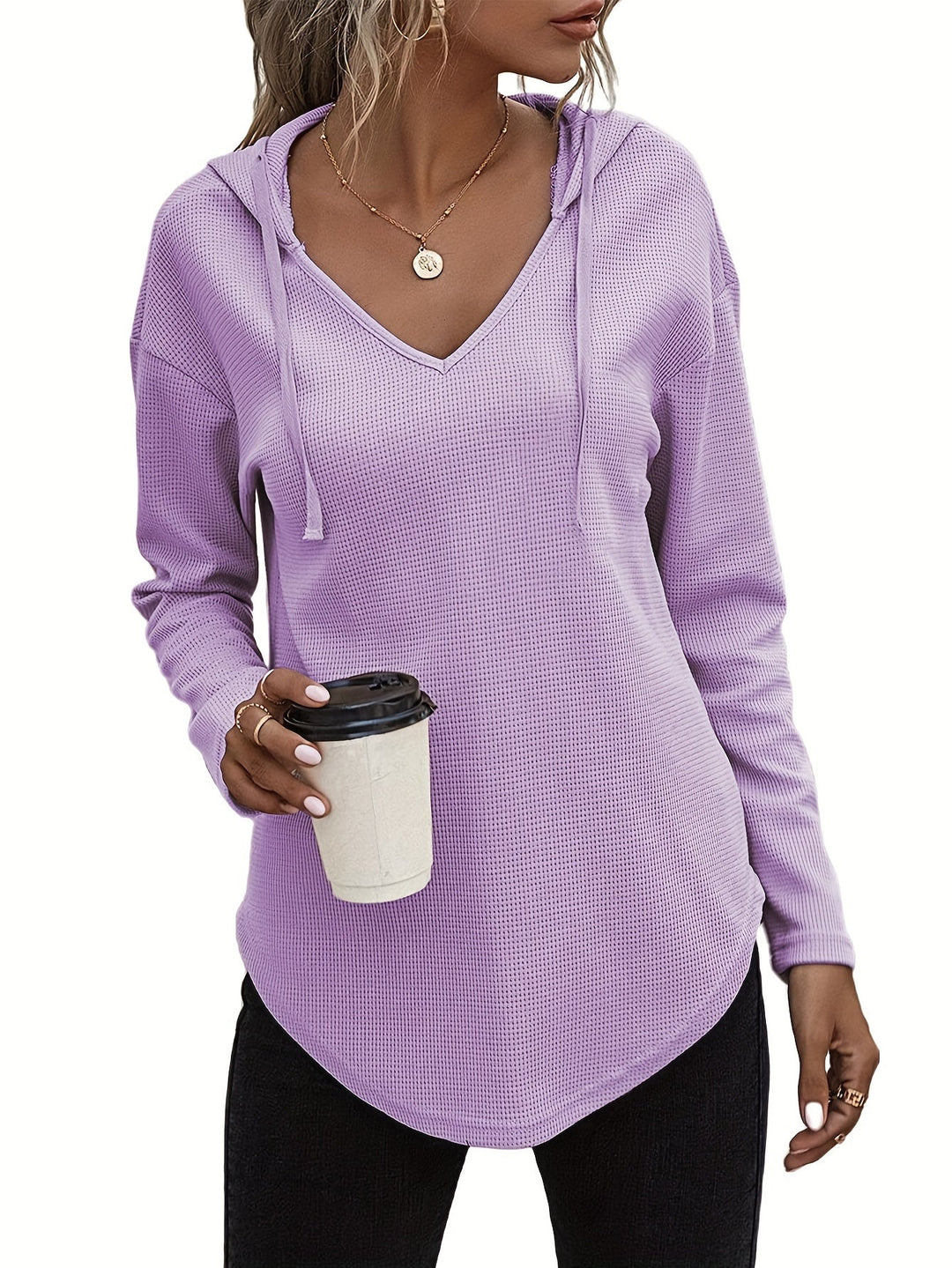 Kendra | Avslappnad V-ringad Hoodie