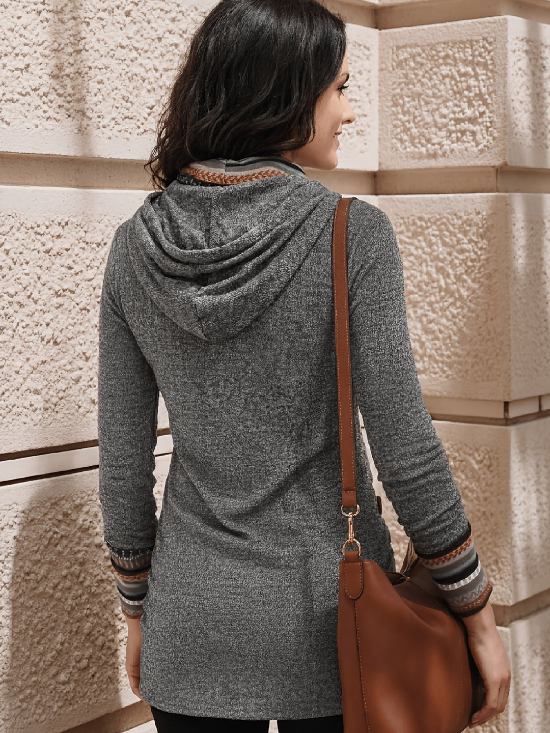Isabel | Cowl-Neck Mönstrad Knapp Topp