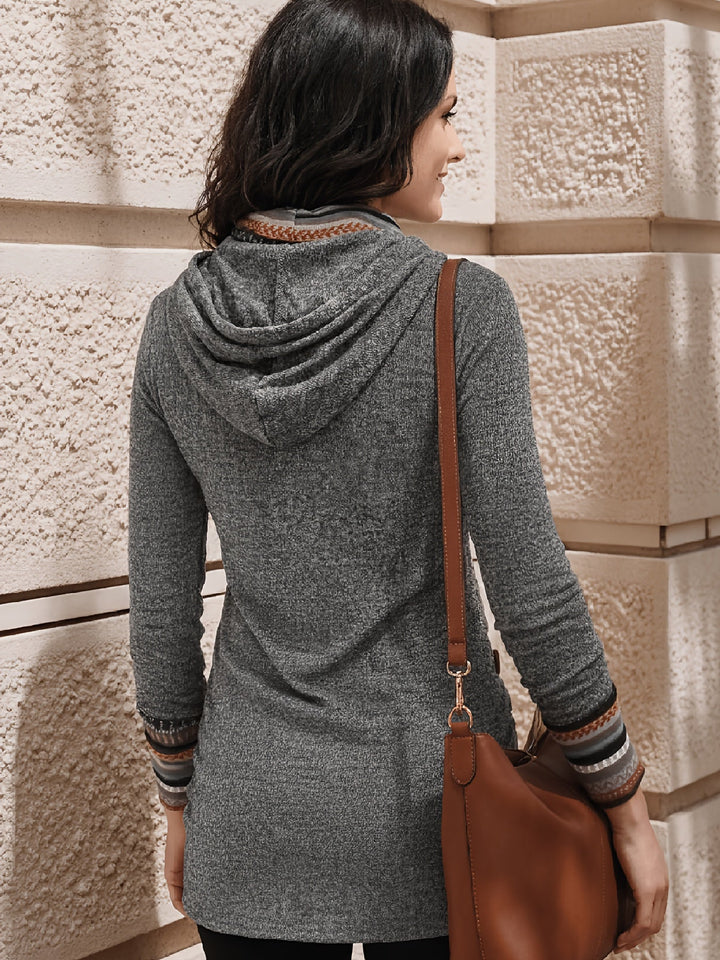 Isabel | Cowl-Neck Mönstrad Knapp Topp
