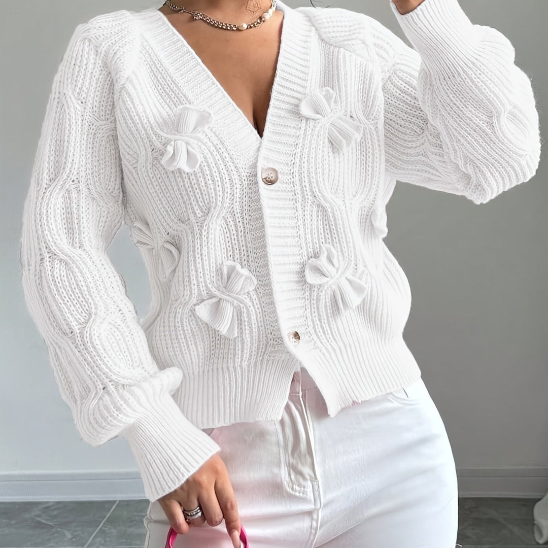 Juniper | Mjuk Cardigan med Båge och Långa Ärmar