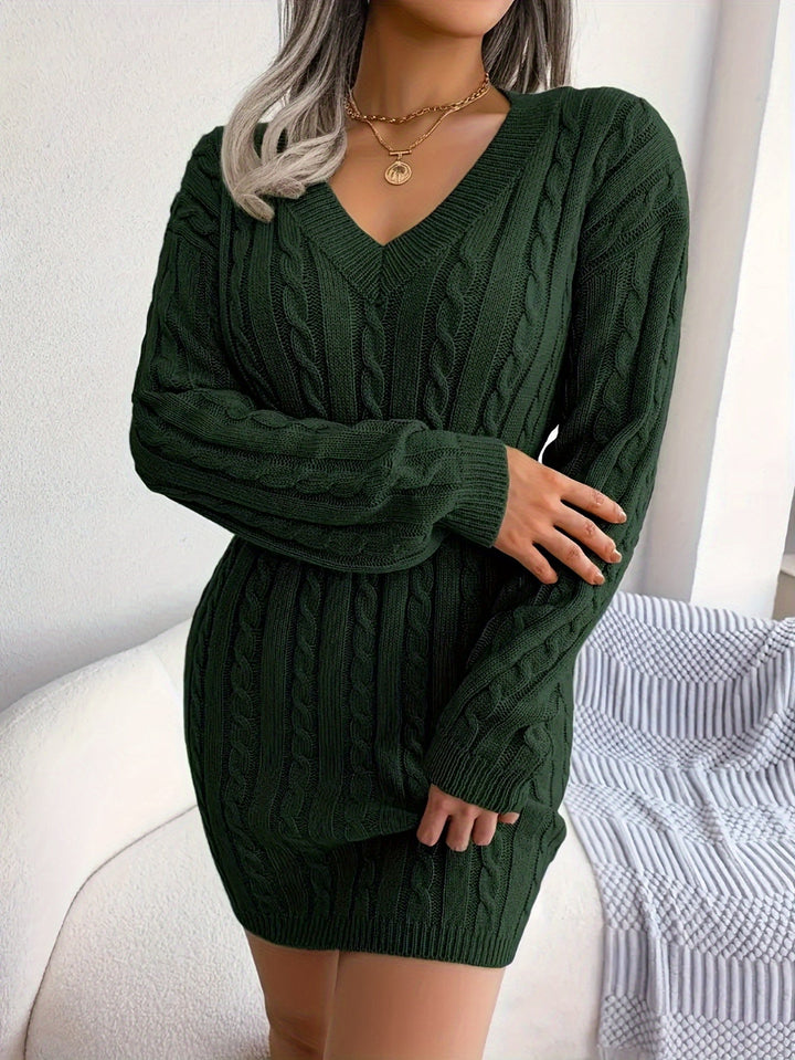 Felicity | Kabelstickad Peplum Klänning