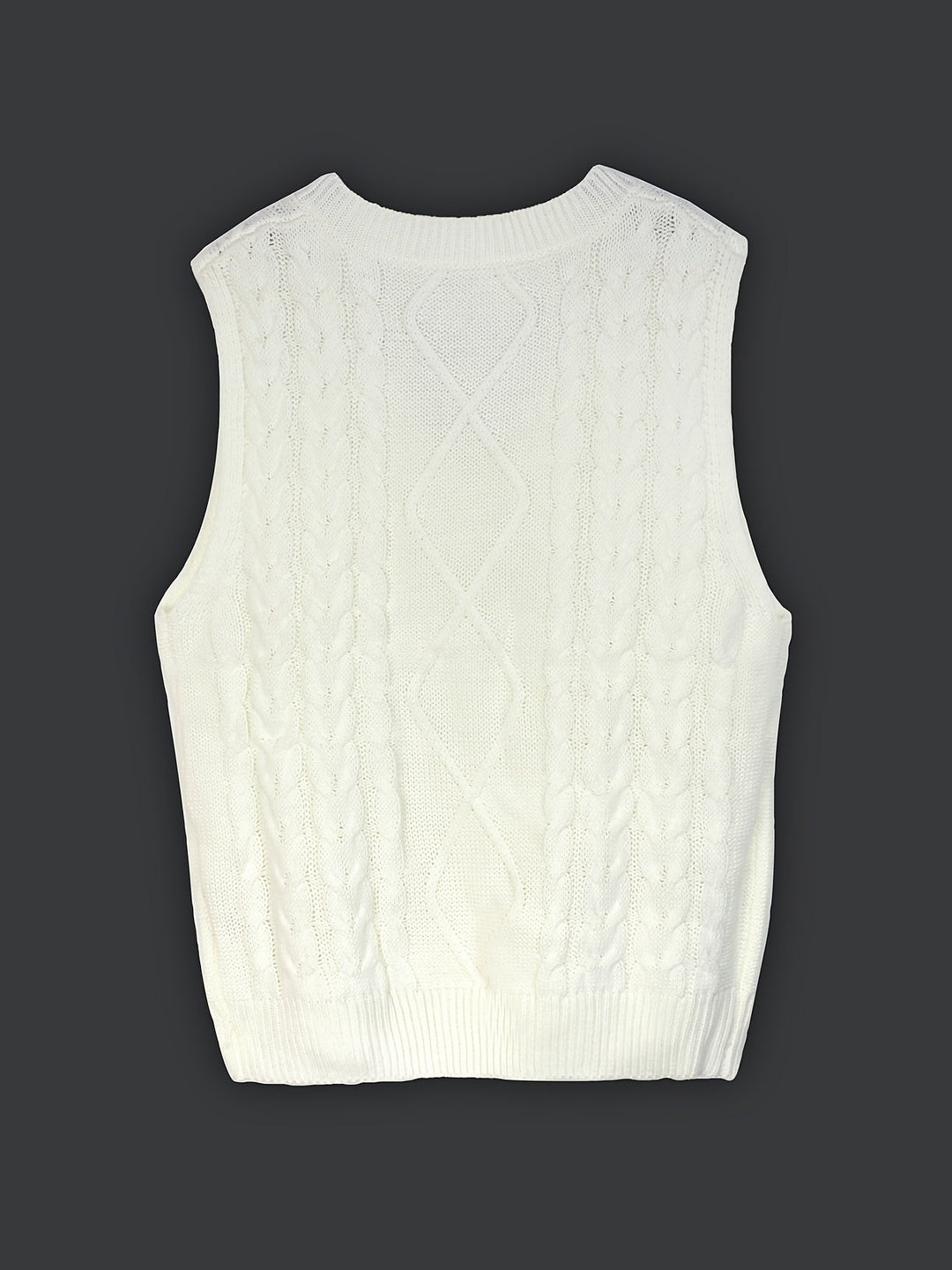 Cora | Mysig Kabelstickad V-Hals Västsweater