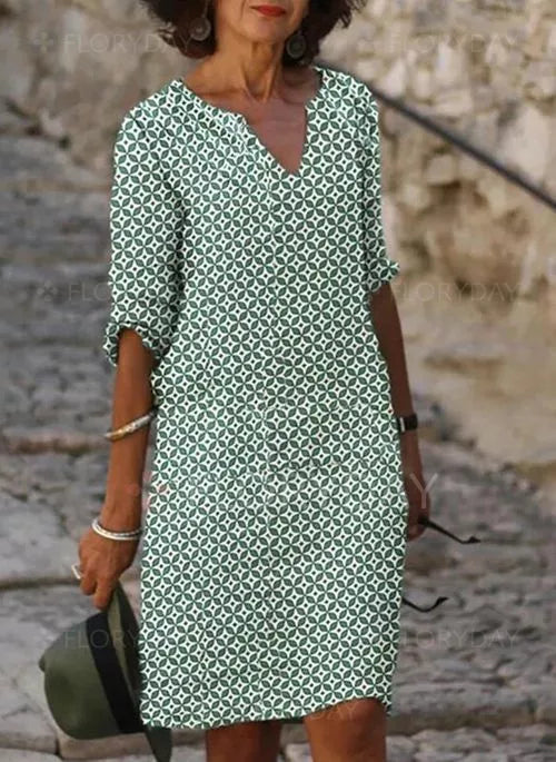 Celia | Vintage Split-Neck Sommarklänning