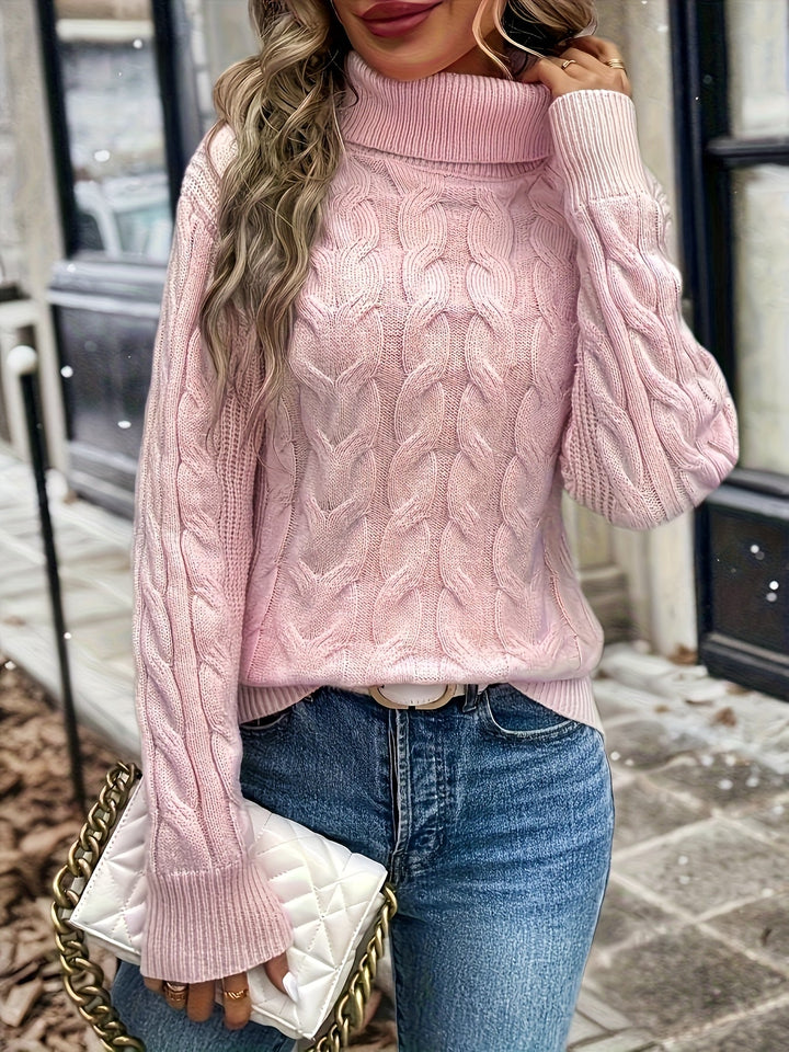 Celeste | Mysig Kabelstickad Turtleneck Tröja