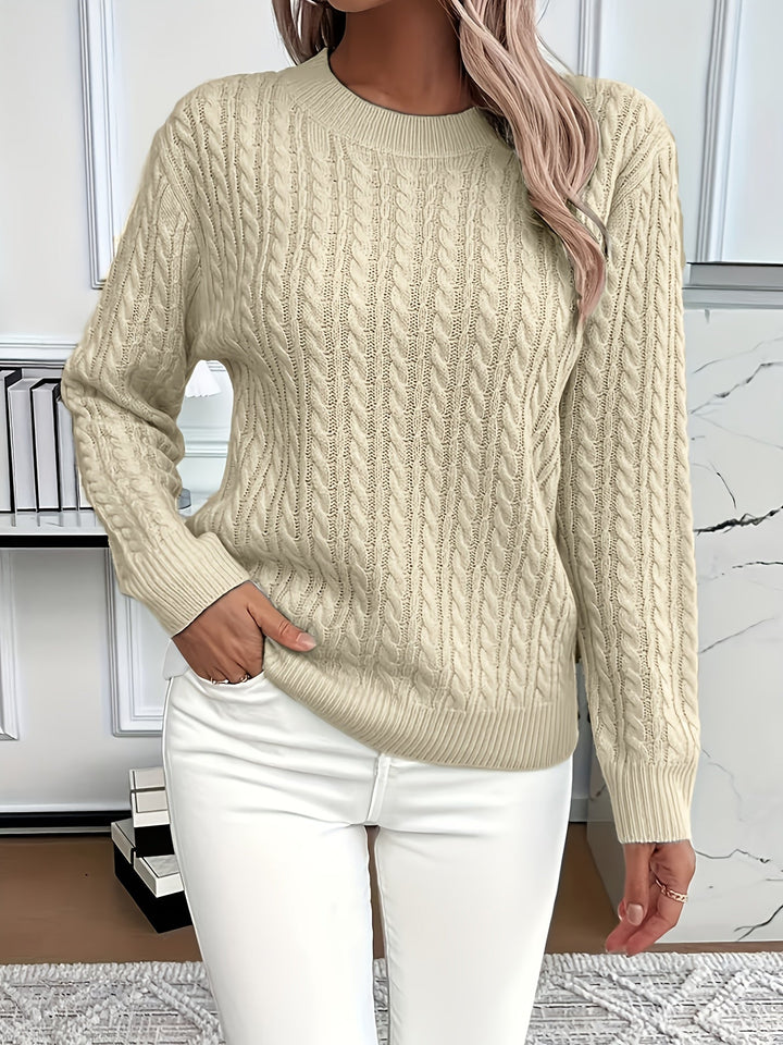 Faye | Kabelstickad Rundhalsad Tröja