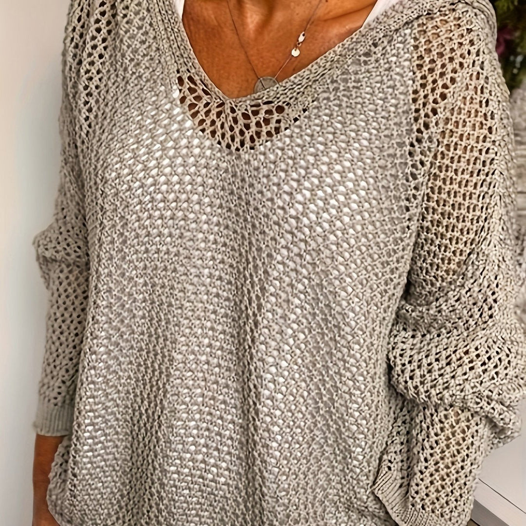 Delaney | Avslappnad Öppen Stickad Hoodie