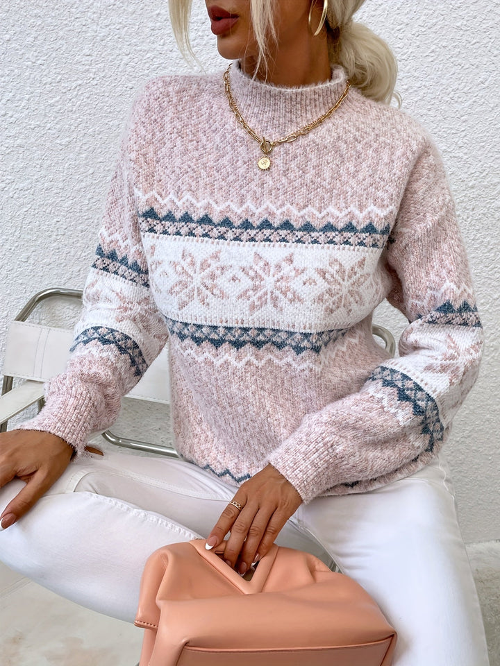Tamsin | Mysig Snöflinga Mock-Neck Tröja