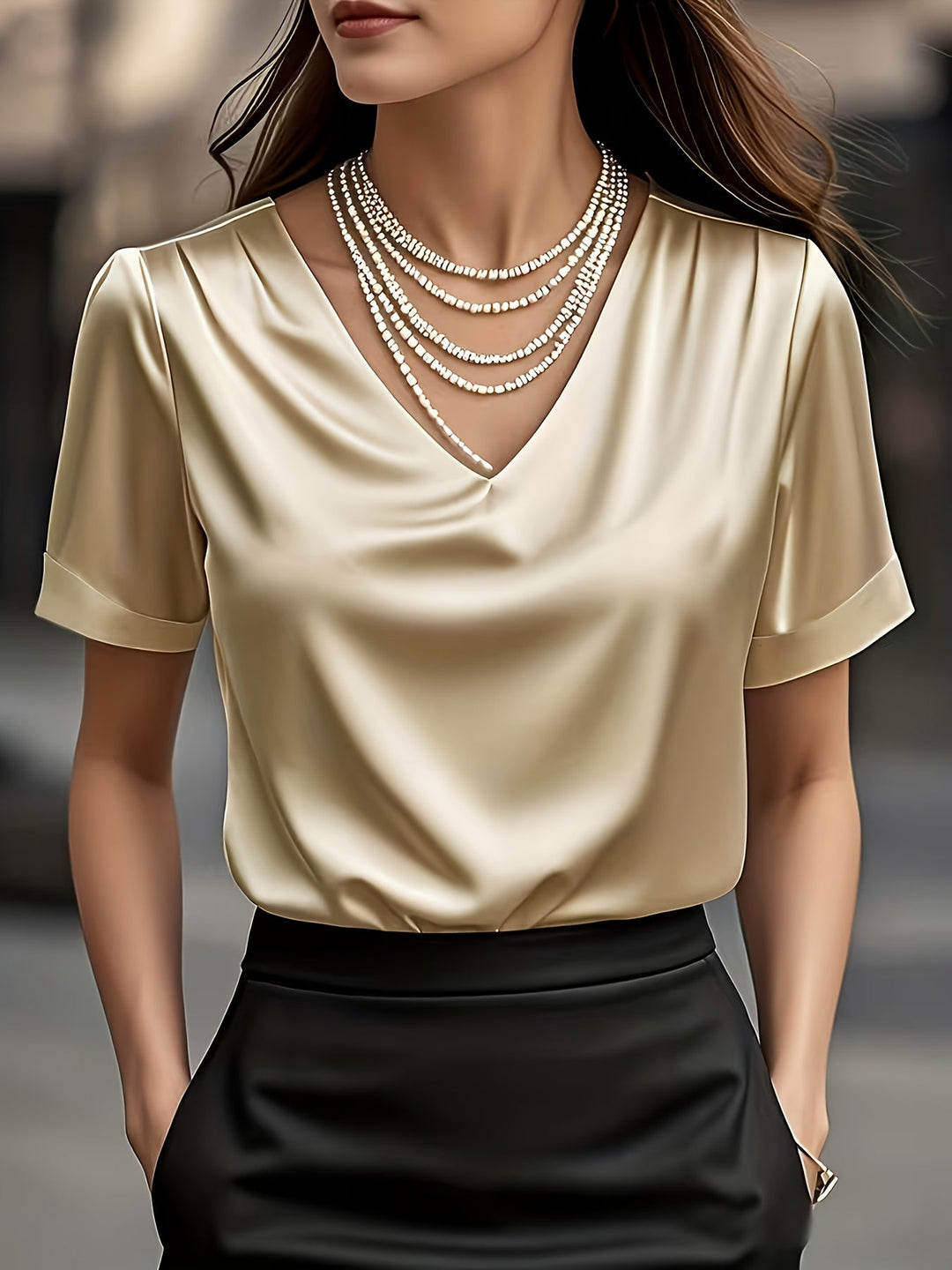 Estelle | Draperad V-ringad Blus