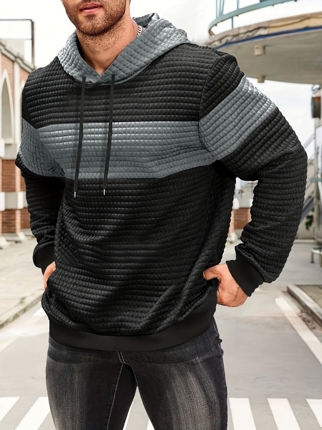 Hayes | Texturerad Färgblock Hoodie