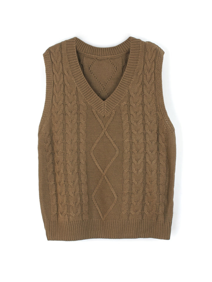 Cora | Mysig Kabelstickad V-Hals Västsweater