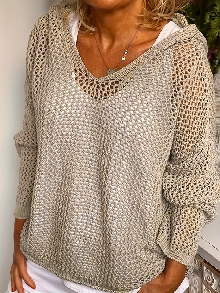 Delaney | Avslappnad Öppen Stickad Hoodie