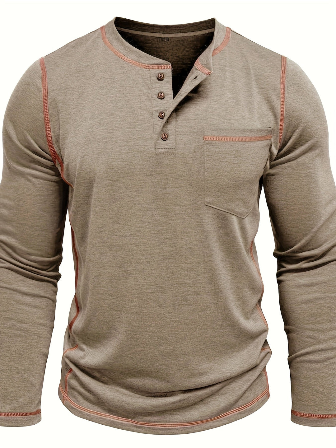 Reuben | Kontraststickad långärmad Henley