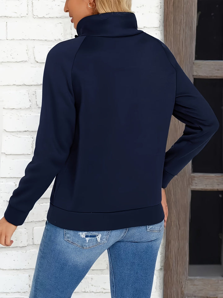 Kirsten | Knapp-Accent Ståkrage Sweatshirt