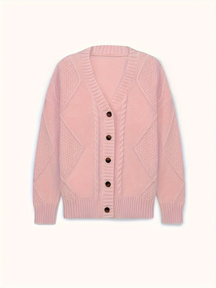 Lucinda | Mysig Kabelstickad Knapp Cardigan