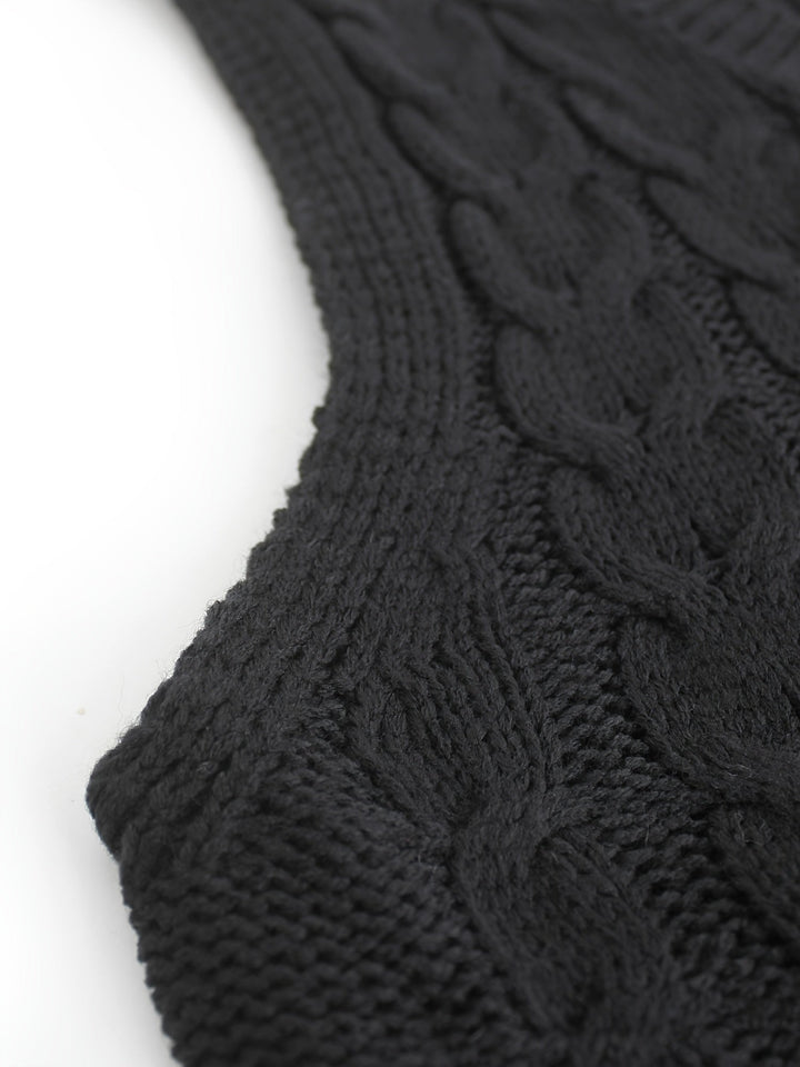 Cora | Mysig Kabelstickad V-Hals Västsweater