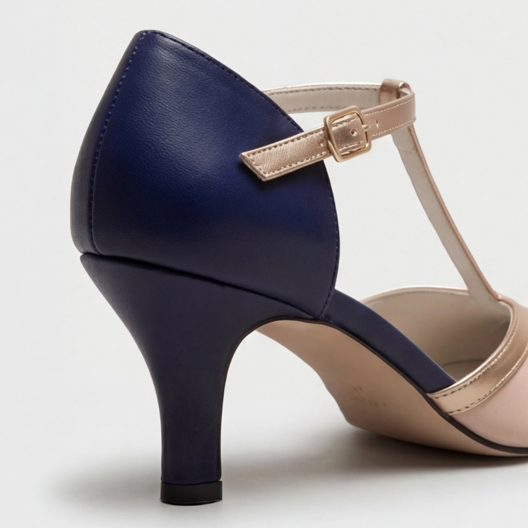 Veronica | Klassisk T-Strap Stängd Tå Klack