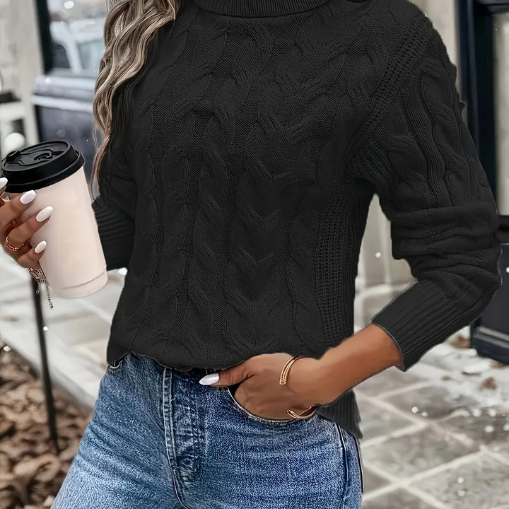 Celeste | Mysig Kabelstickad Turtleneck Tröja
