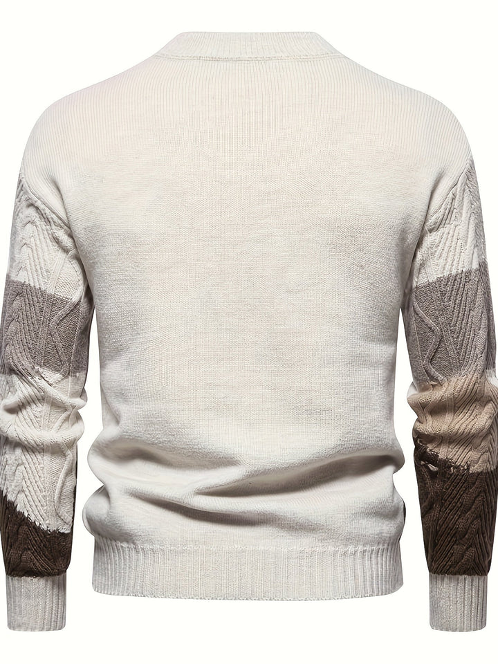 Simon | Texturerad Färgblock Sweater