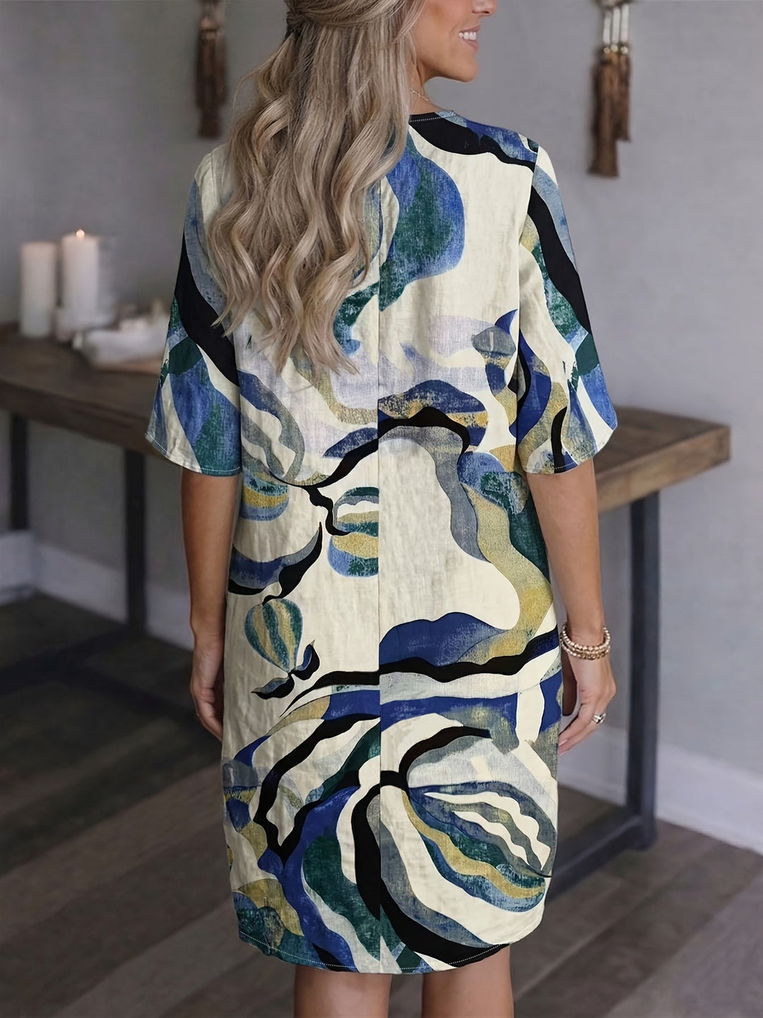 Ramona | Konstnärlig Print Shift Klänning