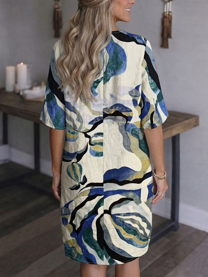 Ramona | Konstnärlig Print Shift Klänning