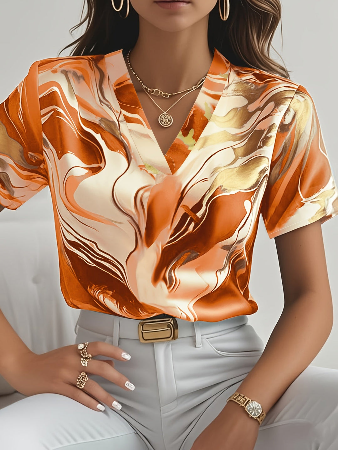 Joanna | Konstfull swirl-mönstrad blus