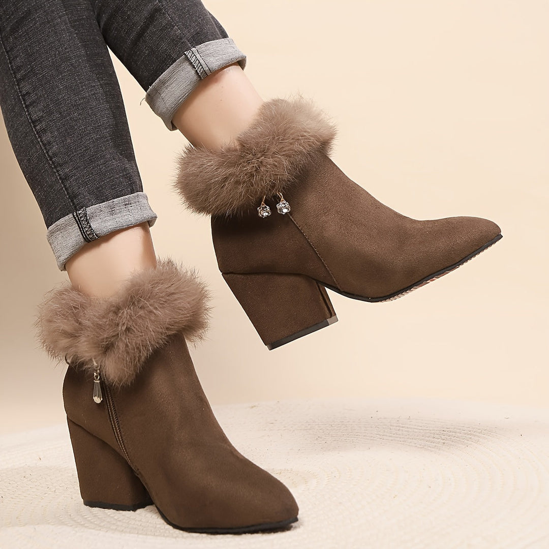 Frances | Varm Blockklack Ankelstövlar