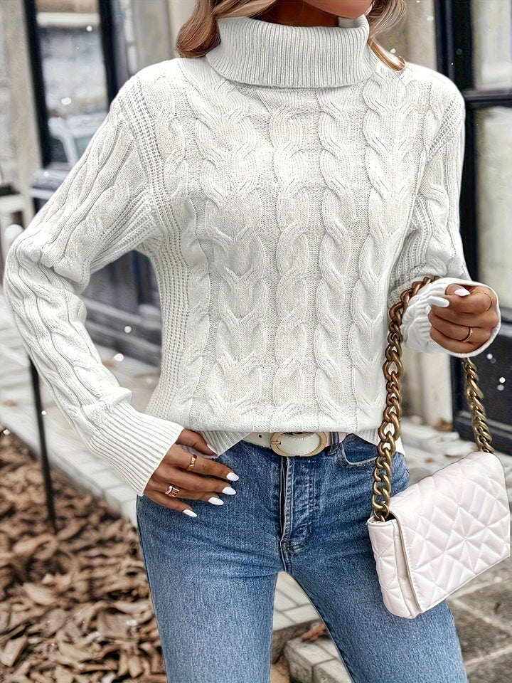 Celeste | Mysig Kabelstickad Turtleneck Tröja
