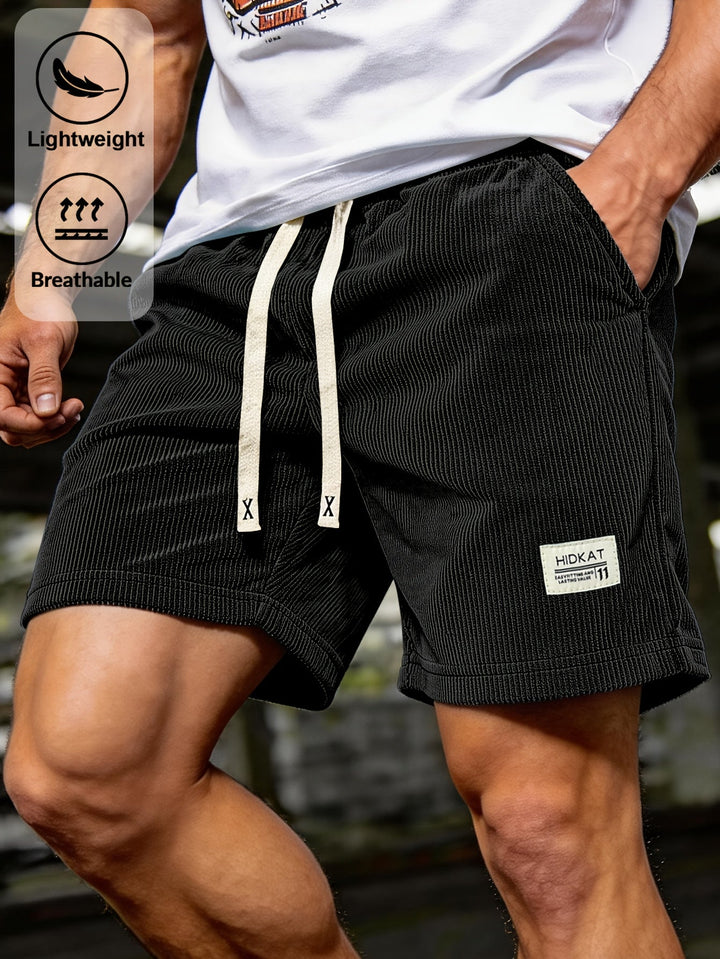 Preston | Avslappnade Ribbstickade Shorts med Dragkedja