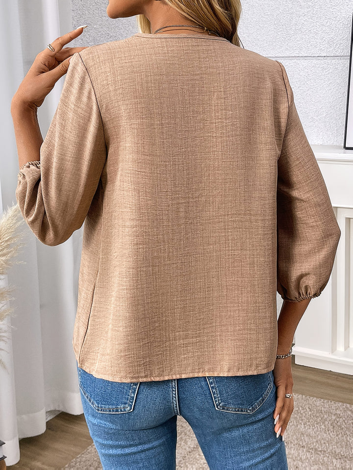 Claudia | Blus med dragkedja fram och V-hals