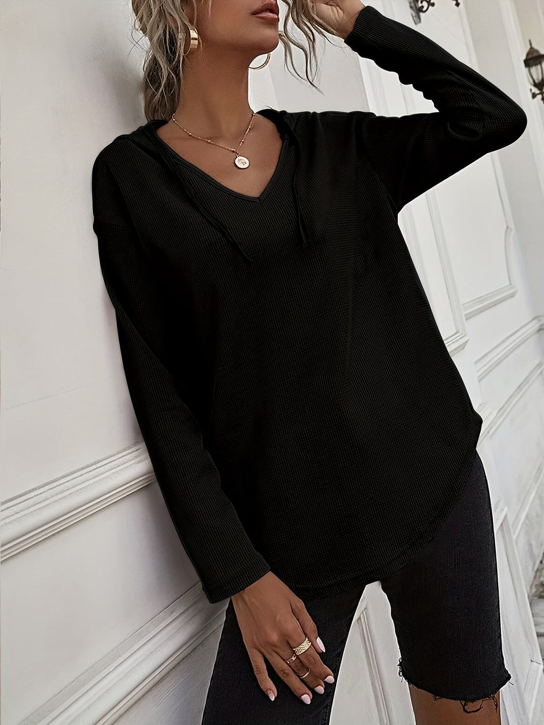 Kendra | Avslappnad V-ringad Hoodie