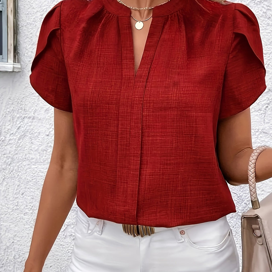 Heather | Blus med Petalärm och U-ringning