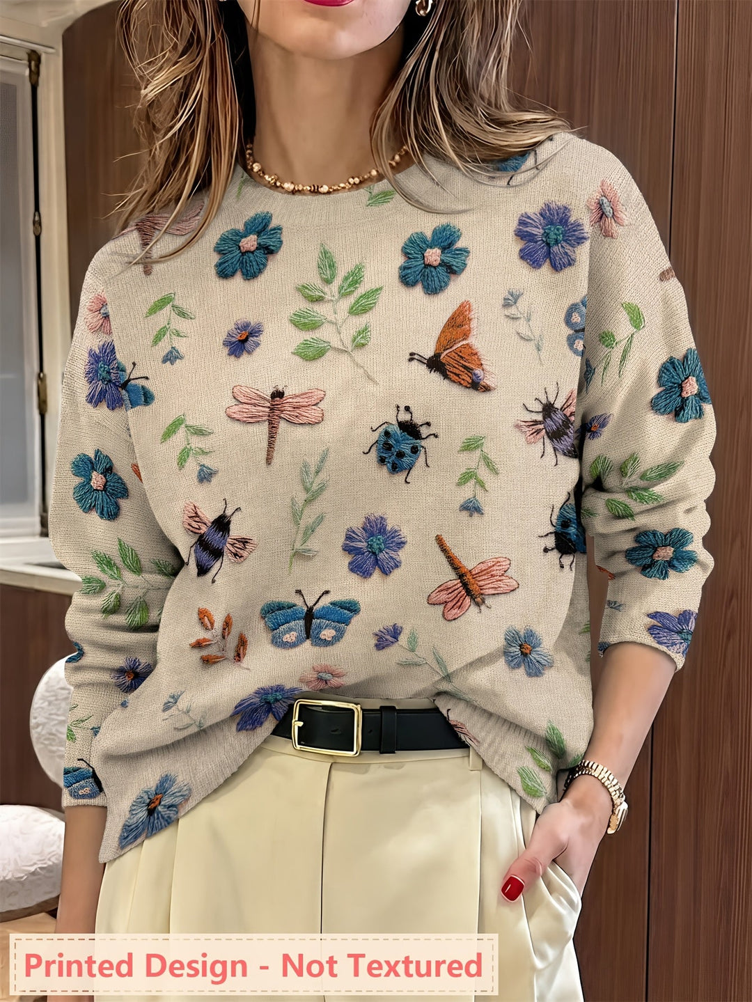 Elsie | Botanisk Tryck Crewneck Tröja