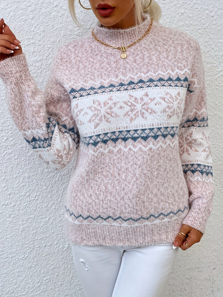Tamsin | Mysig Snöflinga Mock-Neck Tröja