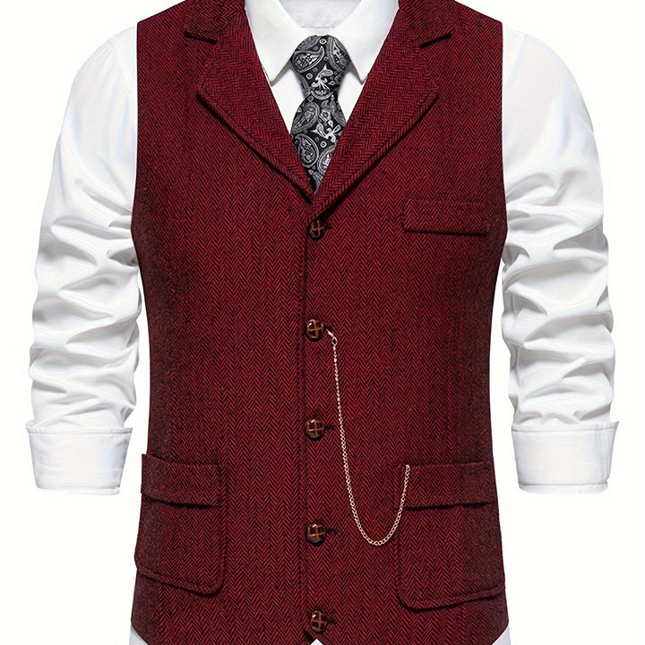 Edmund | Herringbone Enknäppt Väst