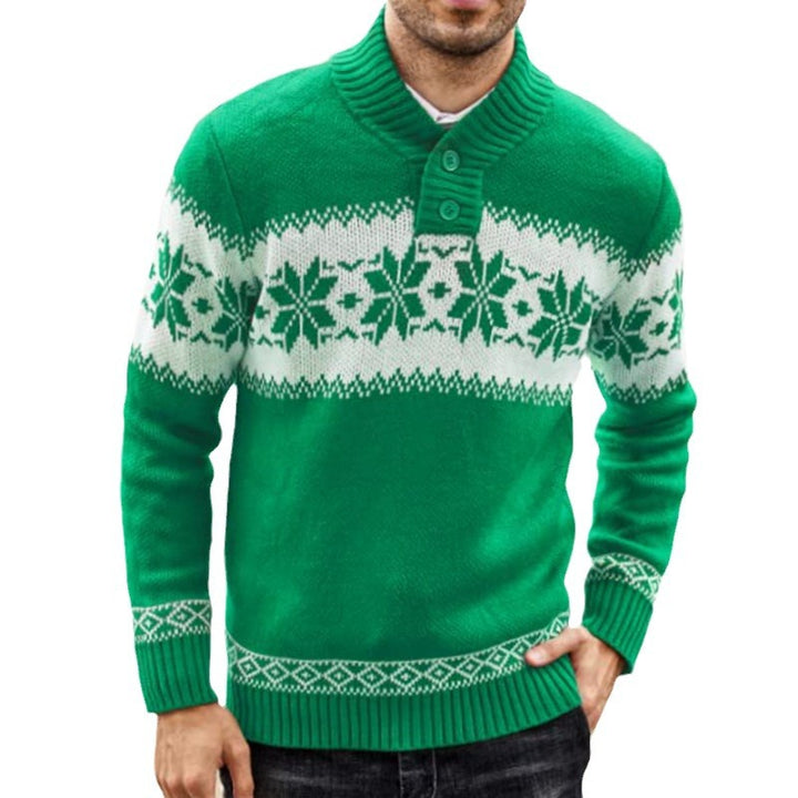 Tjock jultröja för herr med jacquardmönster, M till 3XL, grön