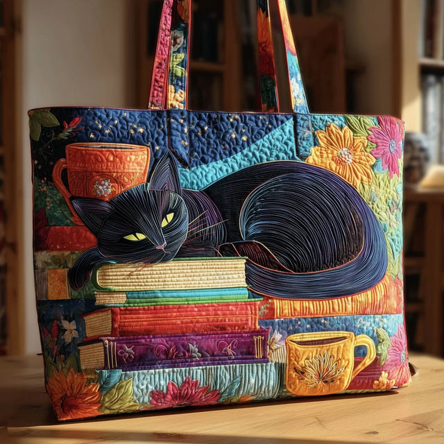 Melissa | Konstnärlig Flerfärgad Katt Tote Väska