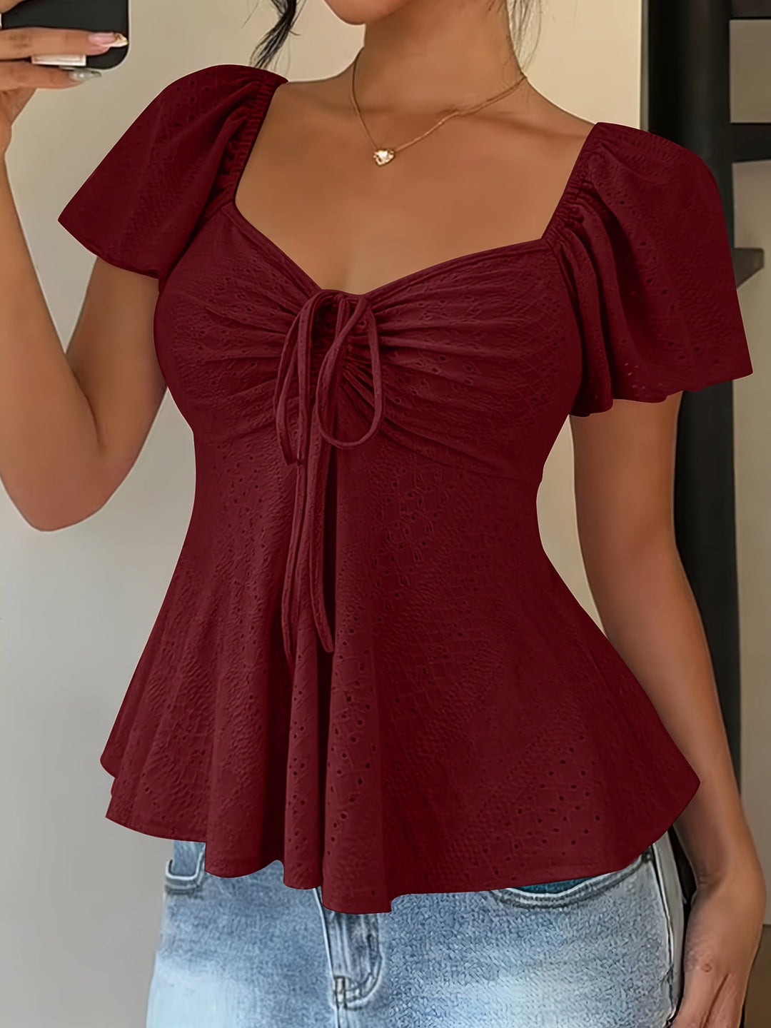 Josephine | Flutter-ärmad Peplum Topp