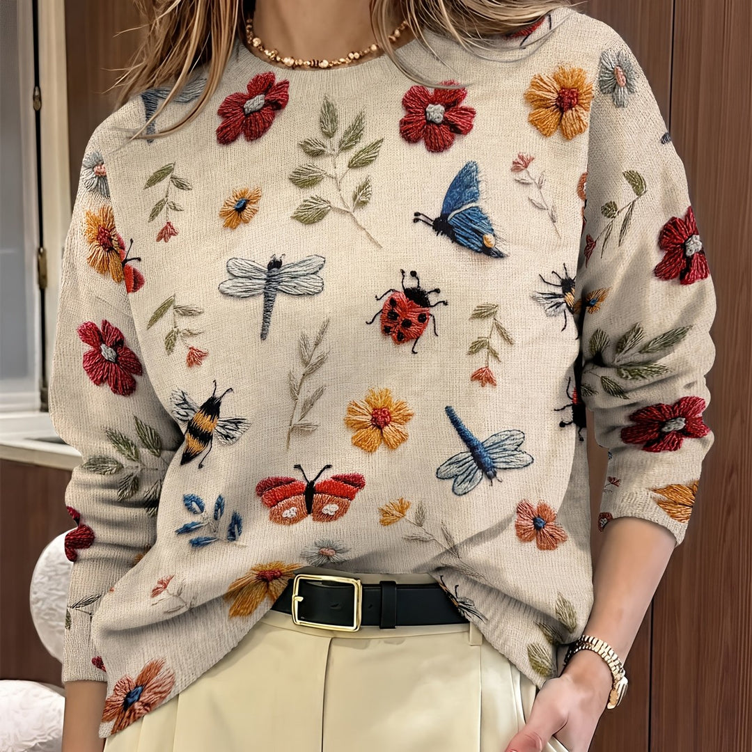 Elsie | Botanisk Tryck Crewneck Tröja