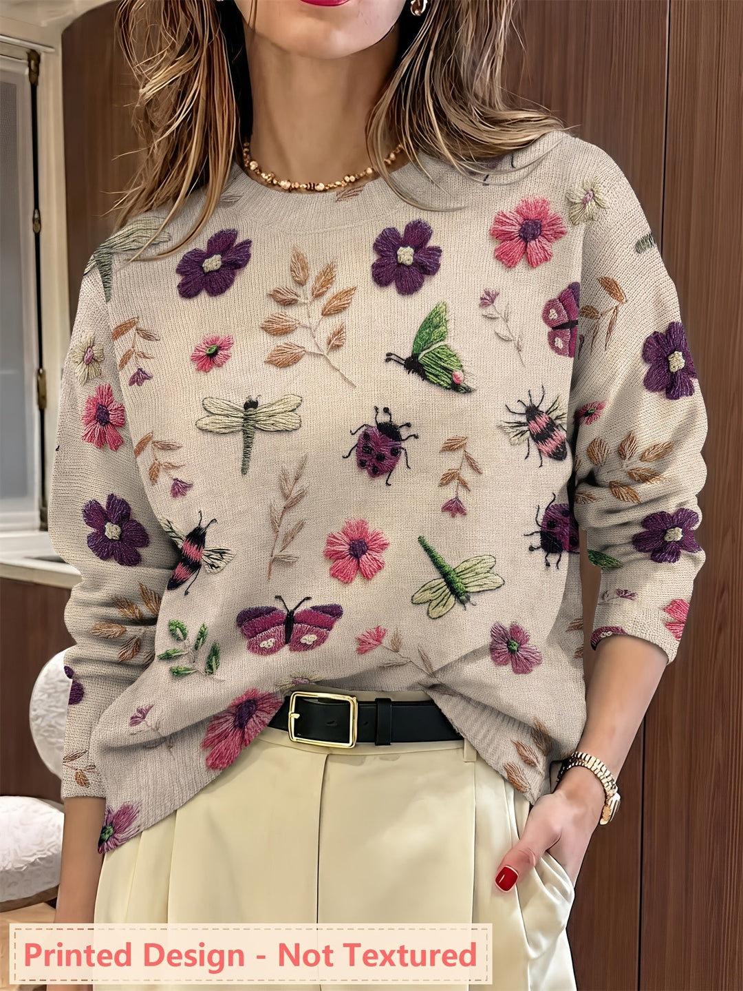 Elsie | Botanisk Tryck Crewneck Tröja