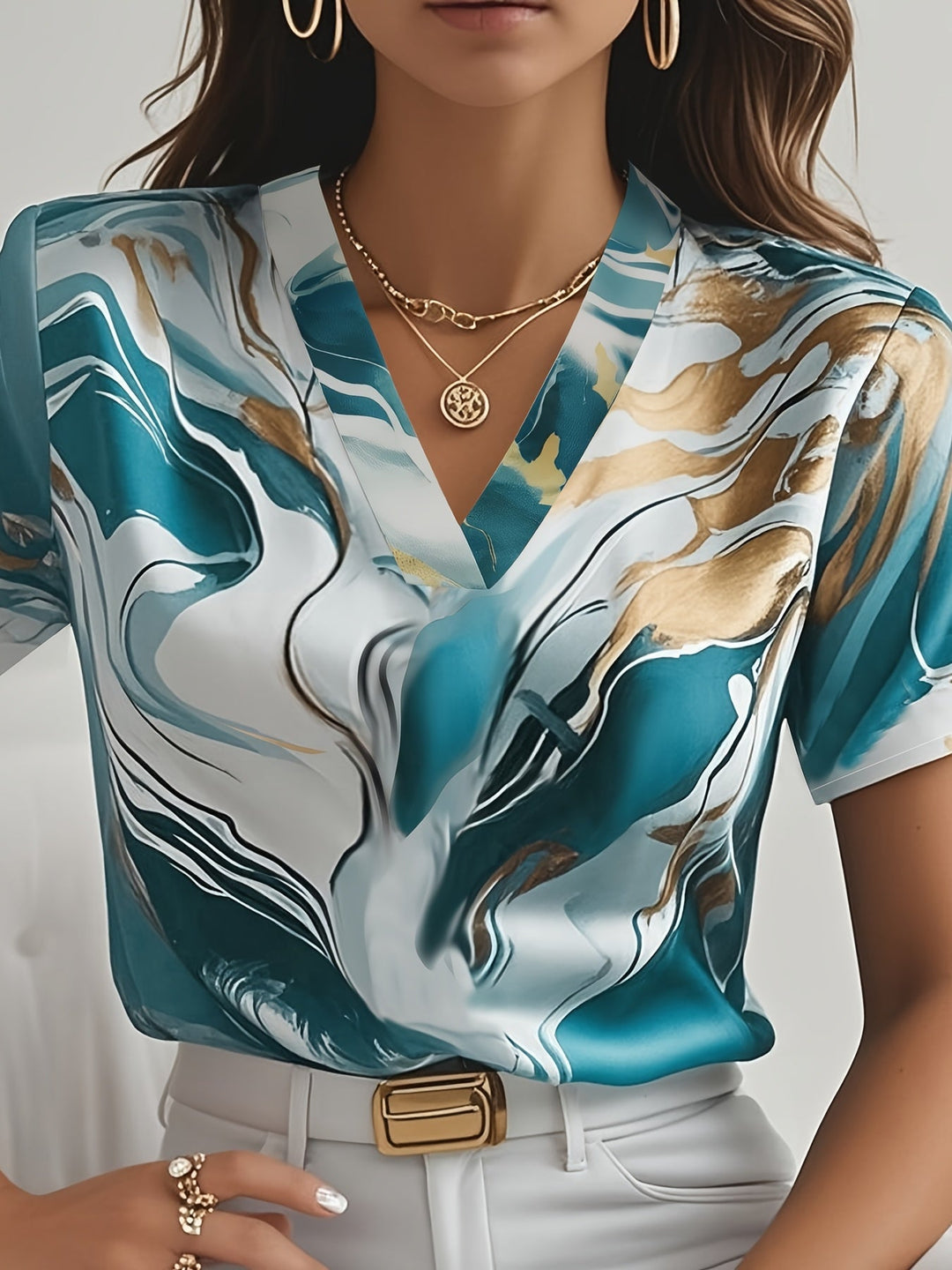 Joanna | Konstfull swirl-mönstrad blus