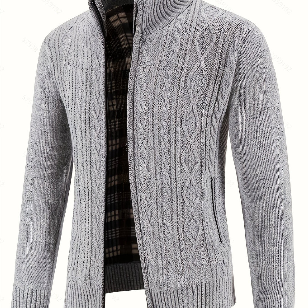 Walter | Texturerad Heldragkedja Cardigan