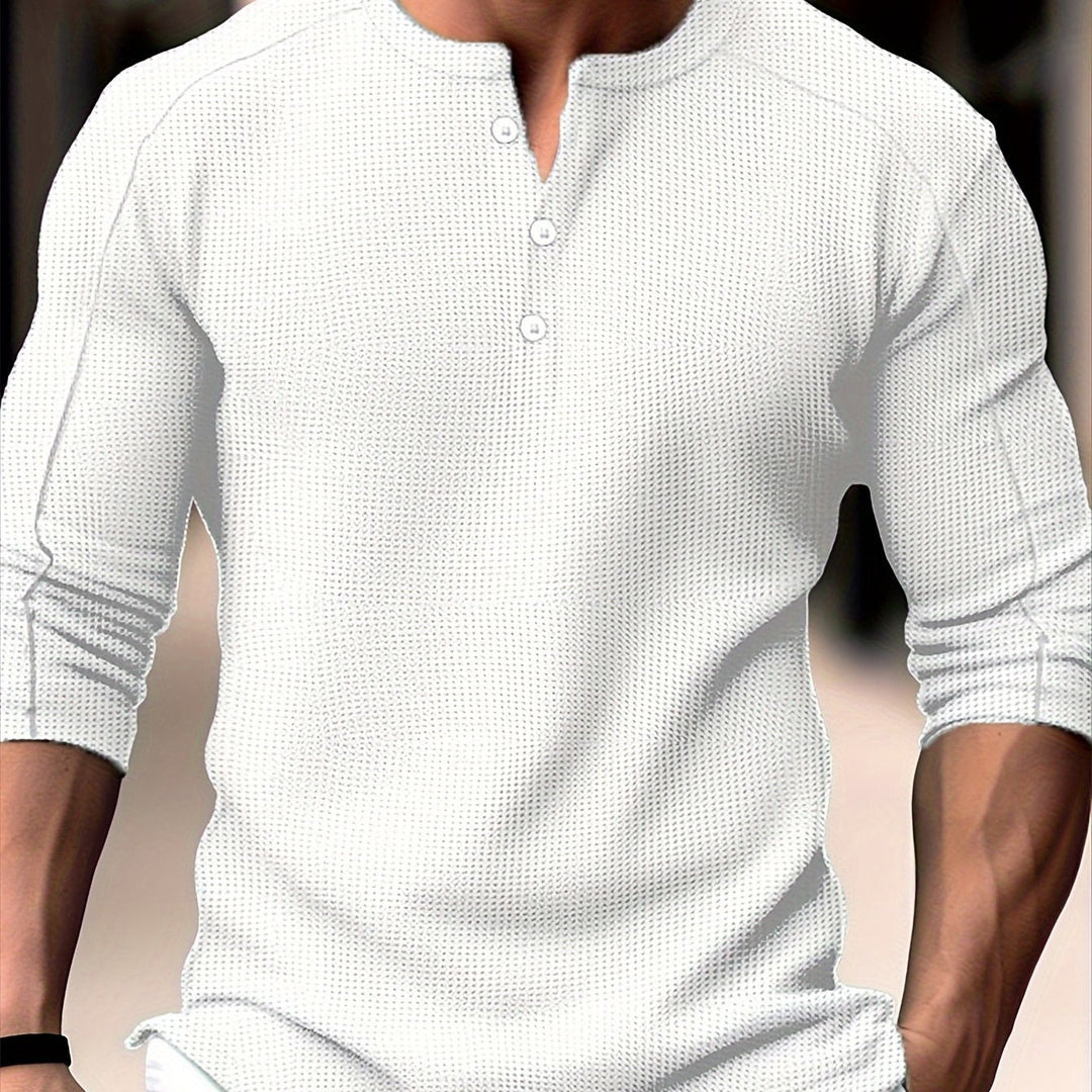 Carson | Texturerad långärmad Henley